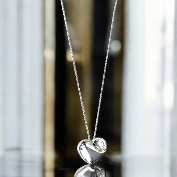 Tiffany & Co. Silver Folded Heart Necklace - Picture 6 of 7